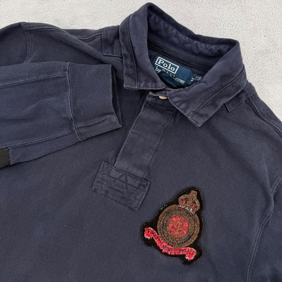 Polo Ralph Lauren Other - Vintage Polo Ralph Lauren Navy Blue Rugby Shirt Crest Patch Custom Fit Mens M